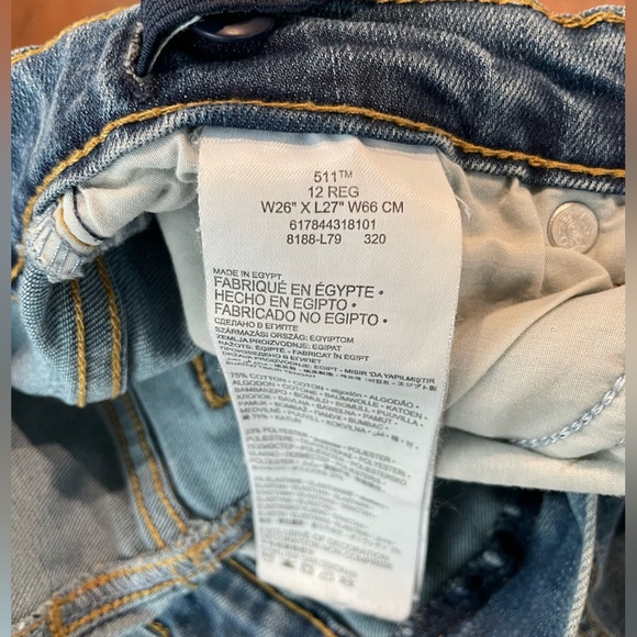 Kids Levi’s 511 Performance Slim - size 12 (26W x 27L) - Picture 3 of 5